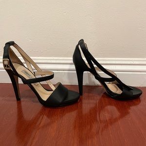 Jimmy Choo black leather platform sandal